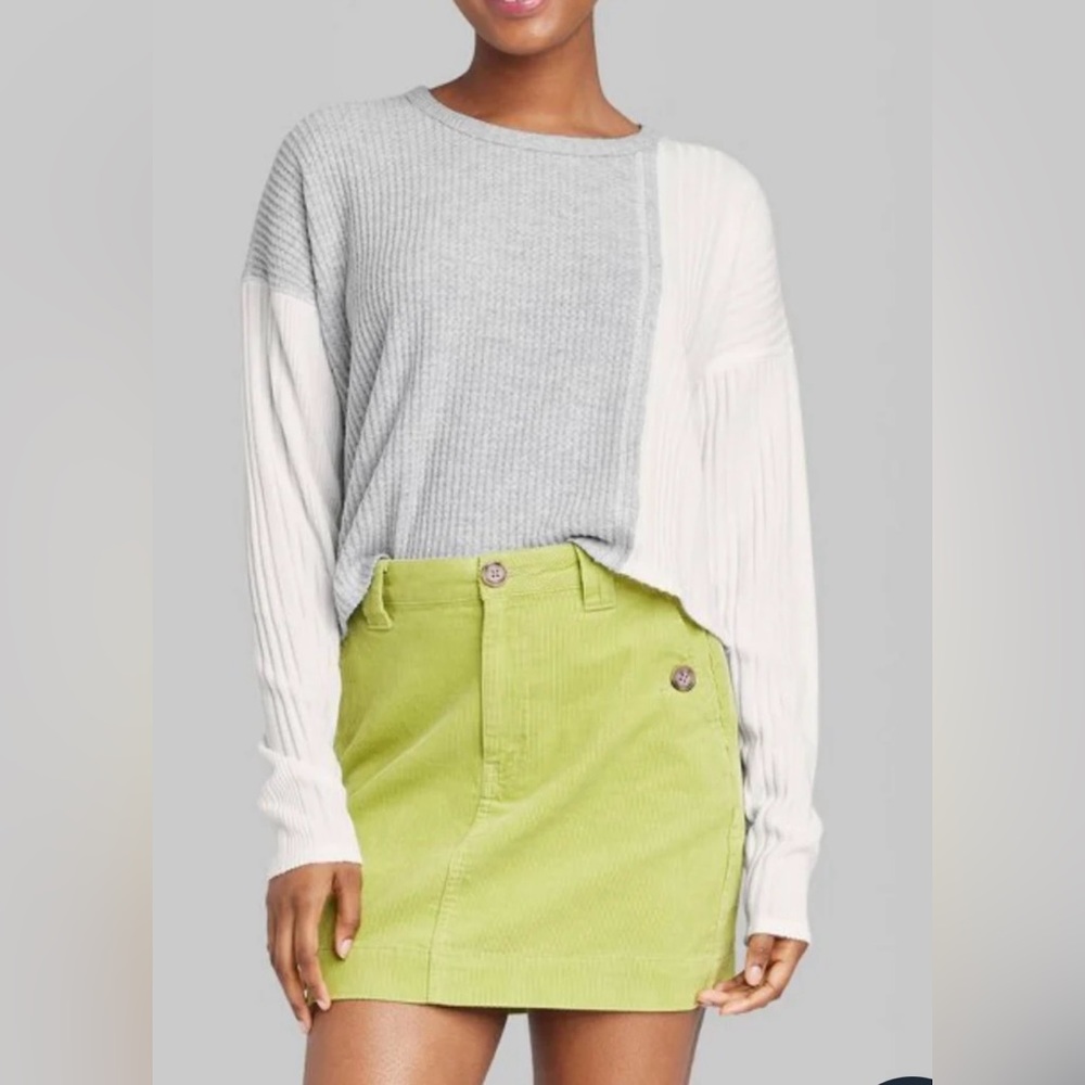NWT Wild Fable Mixed Textured Colorblock Crop Sweater